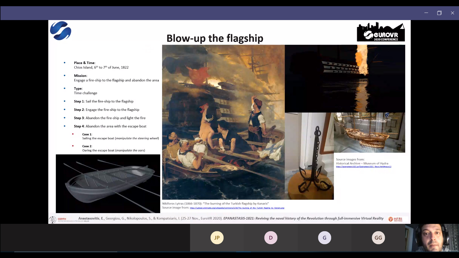 Η Πυρπόληση της τουρκικής ναυαρχίδας Blow-up the flagship εμπειρία εικονικής πραγματικότητας VR υψηλού βαθμου εμβύθισης μέσω serious game στο EuroVR 2020 EPANASTASIS ΕΠΑΝΑΣΤΑΣΙΣ 1821