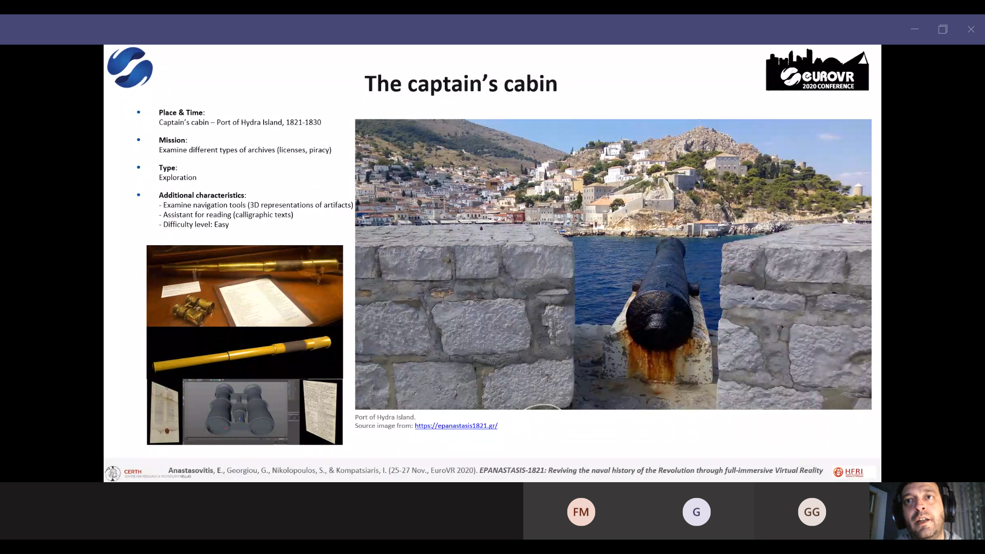 Η εμπειρία εικονικής πραγματικότητας VR υψηλού βαθμου εμβύθισης μέσω serious game για την εμπειρία του καπετάνιου Captain's Cabin στο EuroVR 2020 EPANASTASIS ΕΠΑΝΑΣΤΑΣΙΣ 1821